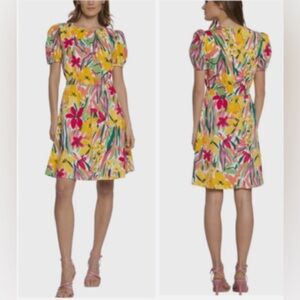 Nordstrom Maggy London Short Puff Sleeves Multicolor Floral Dress